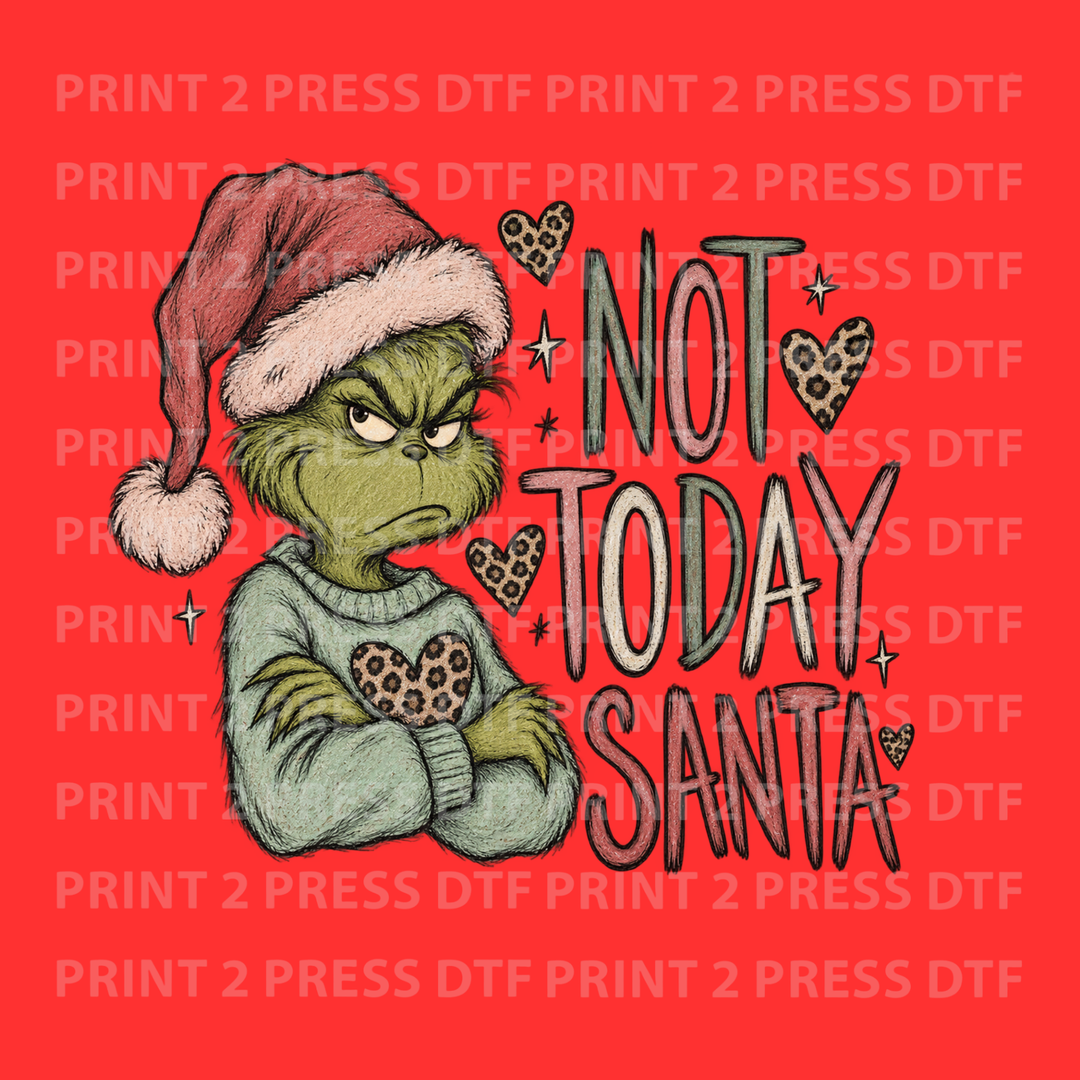 Grinch Not Today Santa Leopard Hearts