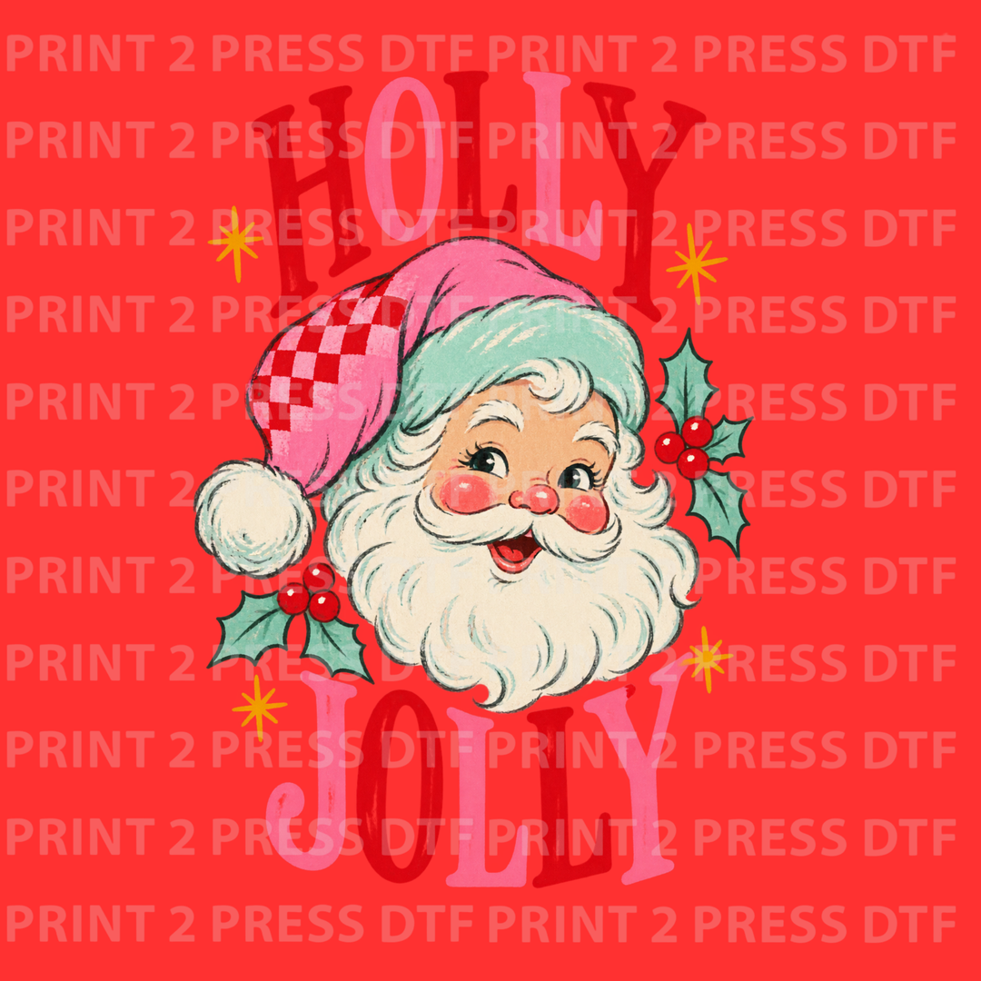 Holly Jolly Santa Preppy Pink