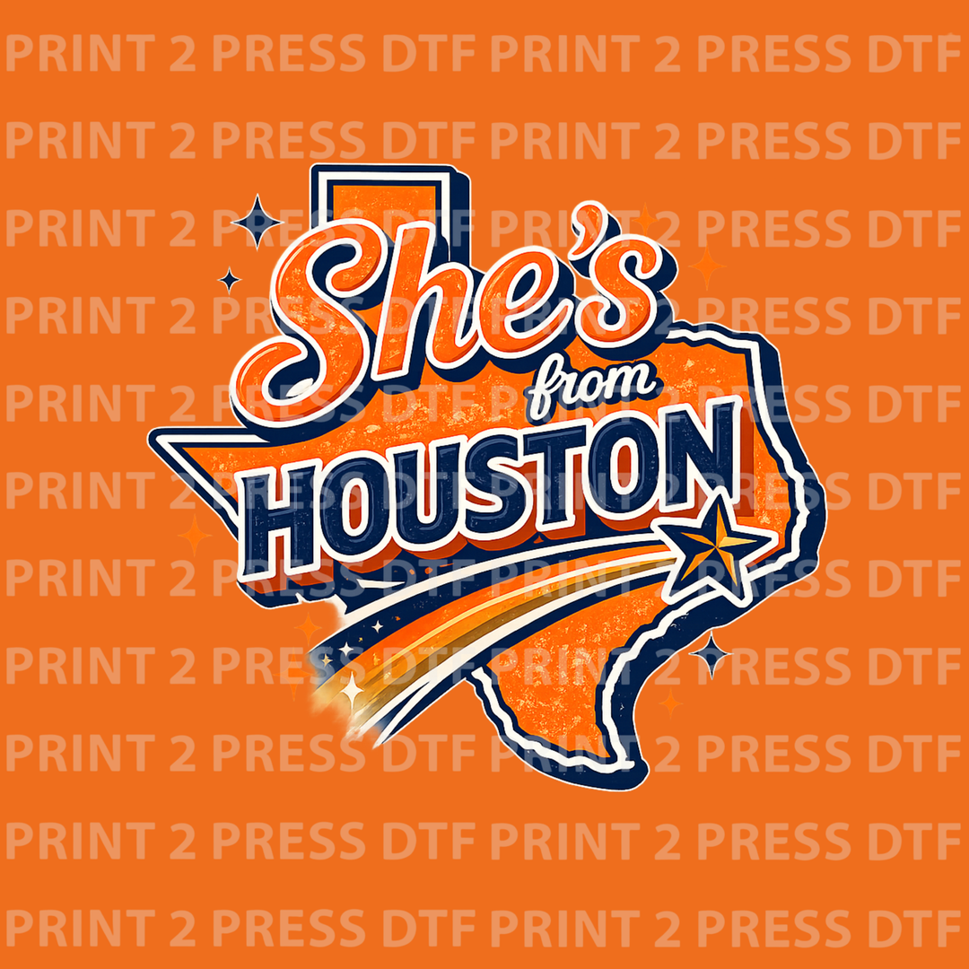 She's from Houston (Orange and Navy)