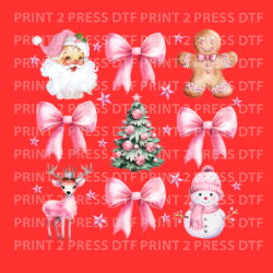 Santa Gingerbread Pink Bows