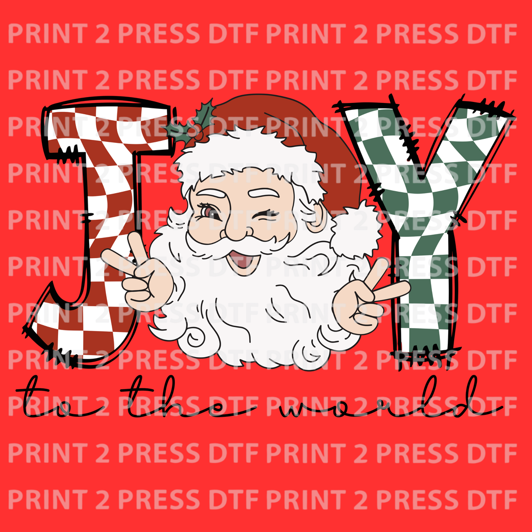 Joy Checkered Santa