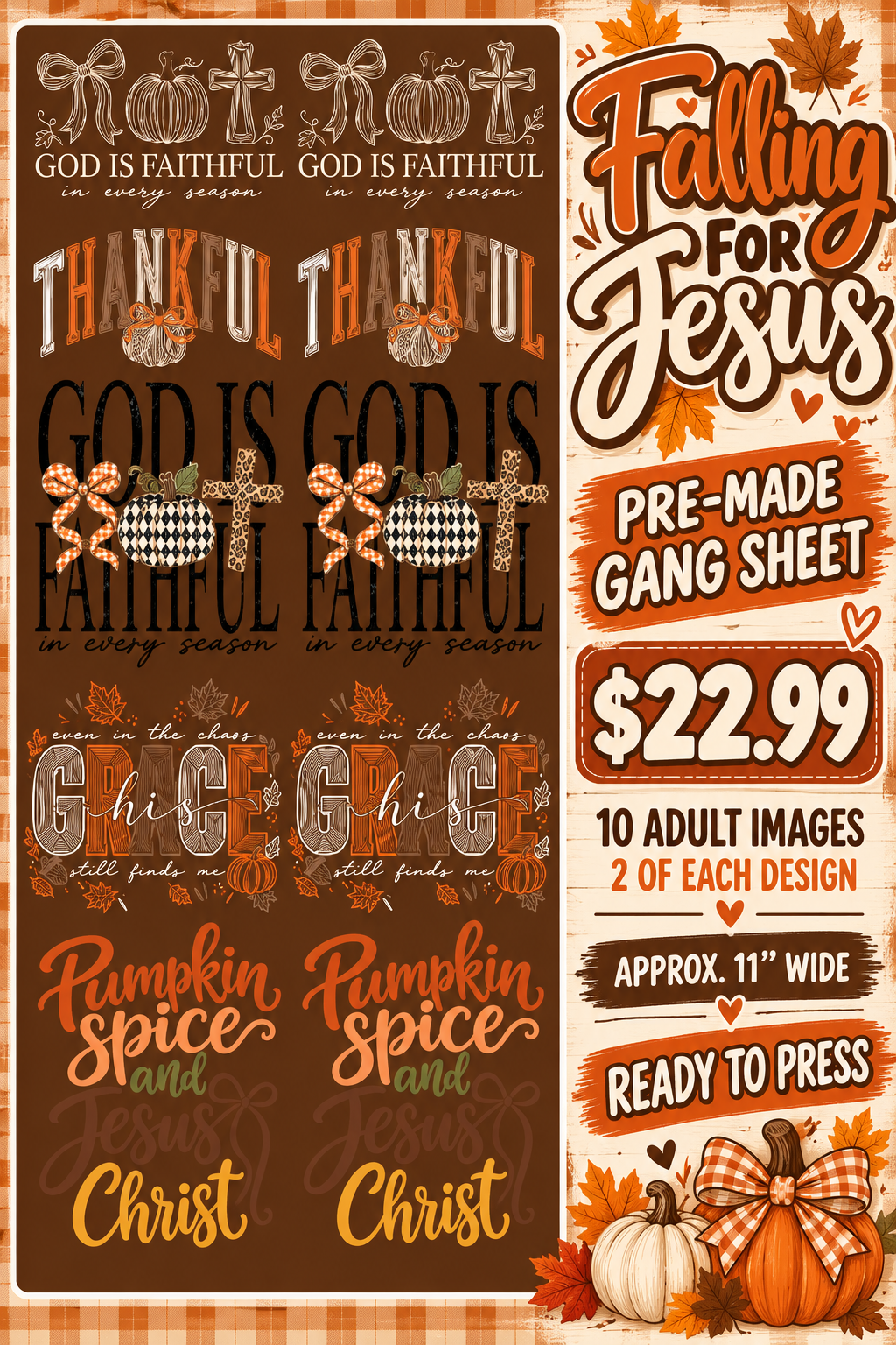 Fall for Jesus Premade DTF Gang Sheet