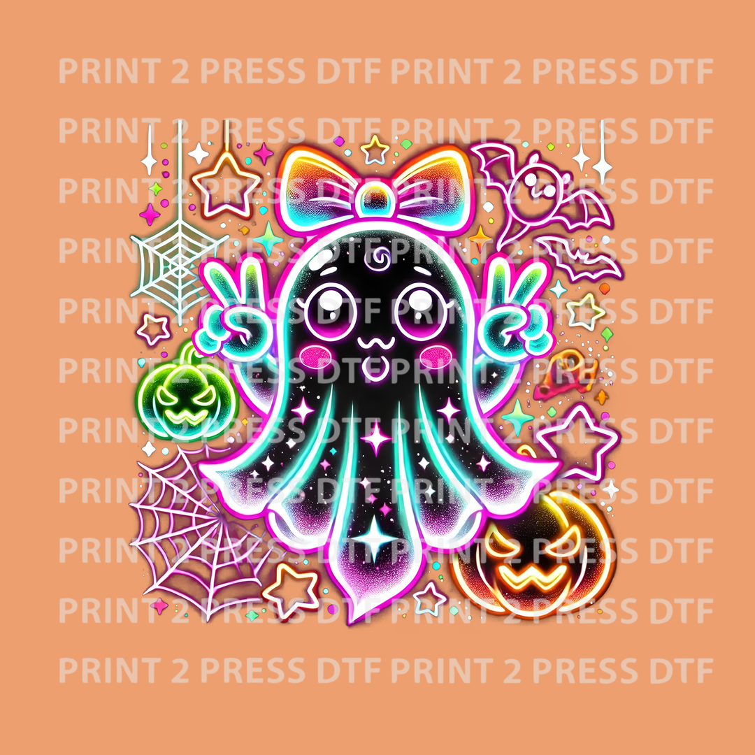 Neon Girl Ghost Peace Sign