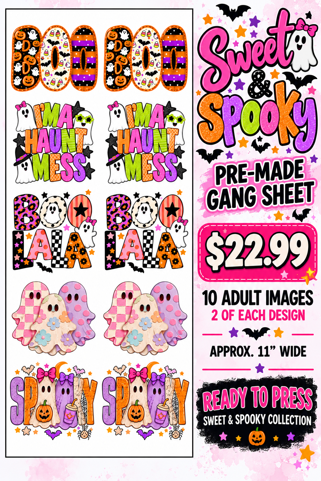 Sweet andSpooky Collection  Premade DTF Gang Sheet
