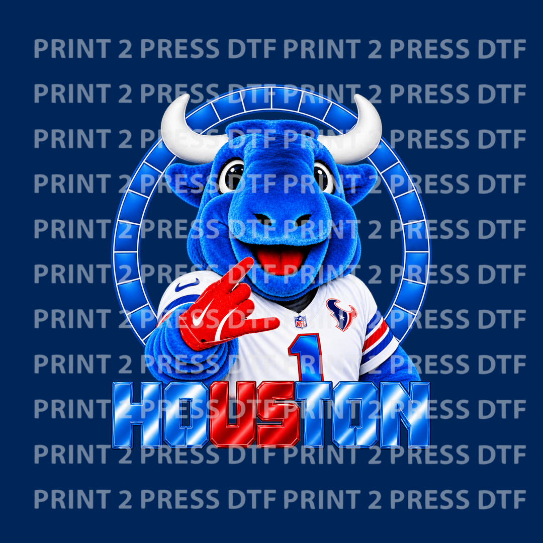 Mascot Bull Houston Chrome Blue