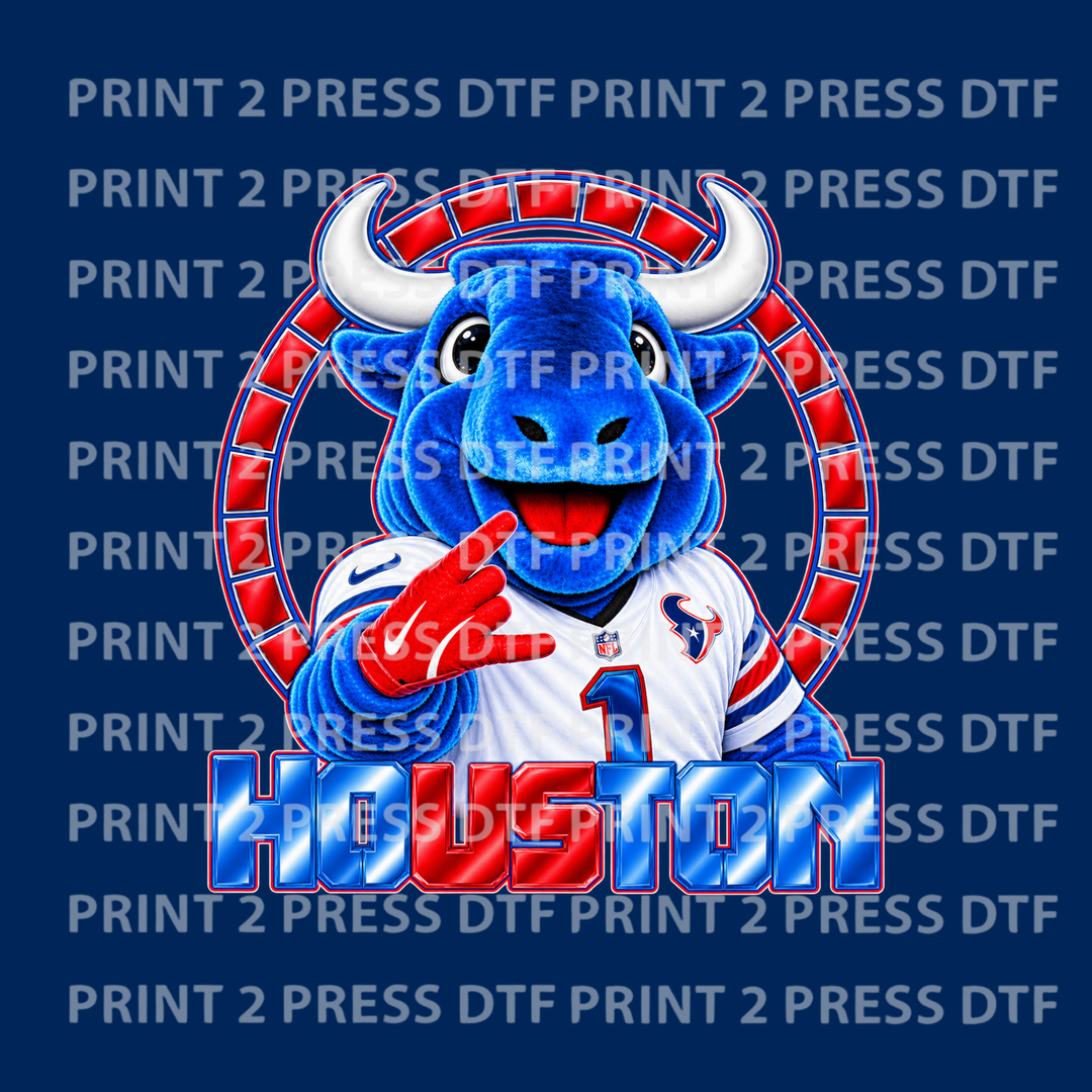 Mascot Bull Houston Chrome Red