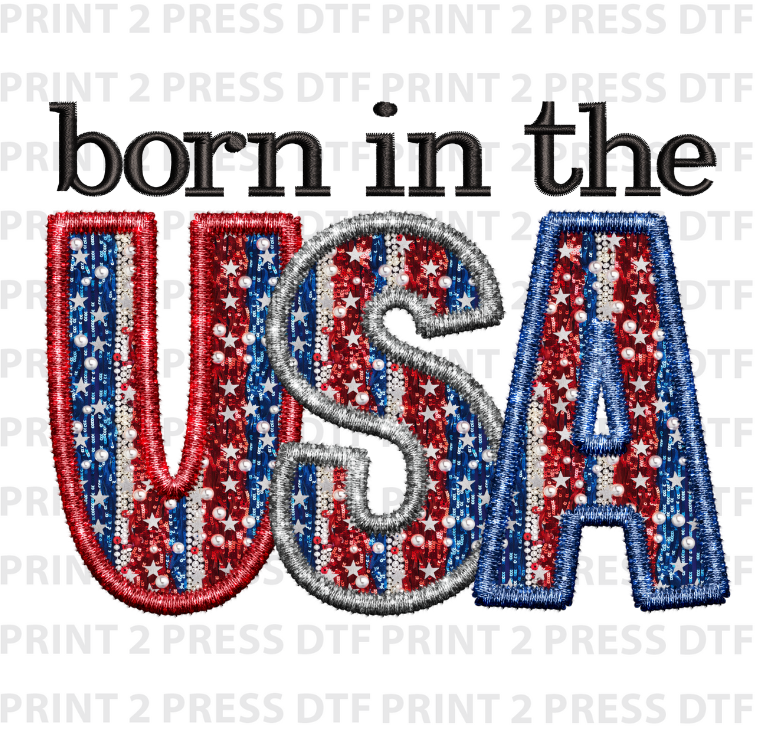 Born in the USA Faux Embroidery