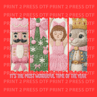 It's The Most Wonderful Time of Year Pink Faux Embroidered