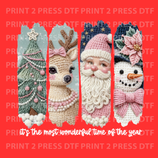 It's The Most Wonderful Time of Year Pink\Blue Faux Embroidered