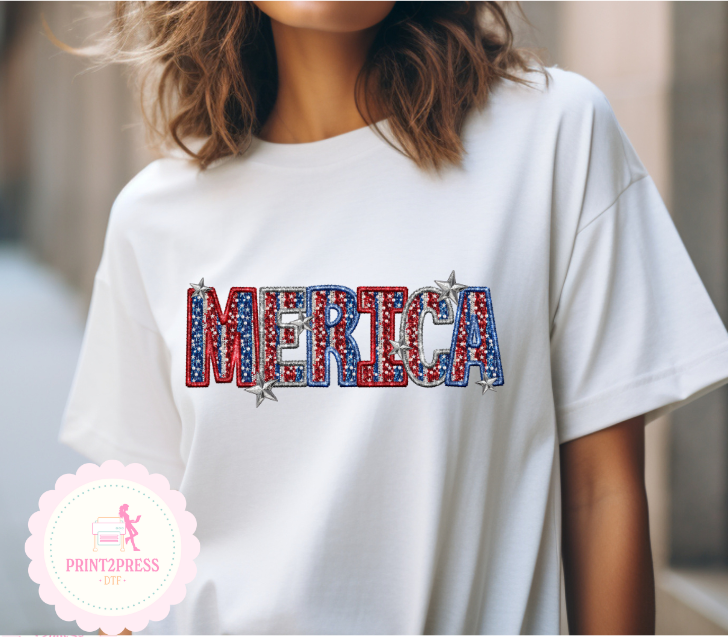 Merica Faux Embroidery  DTF Transfer