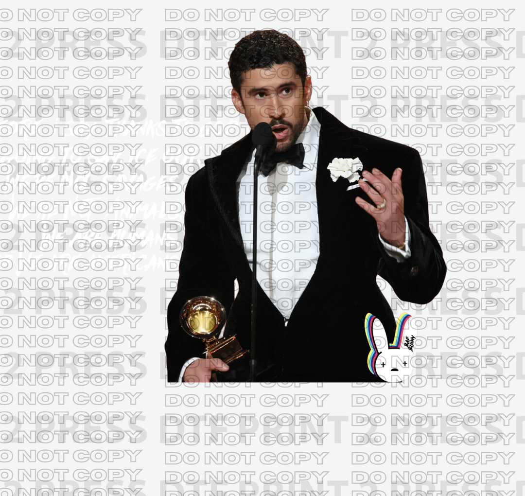 Bad Bunny Grammy Speech in White Letters